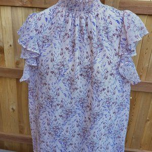 1. STATE women's flowy pink floral short sleeve top MEDIUM